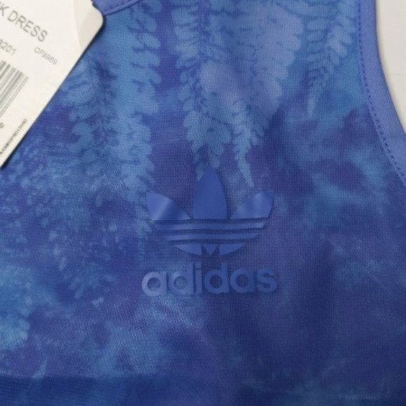 Adidas Originals Blue Overlay Tank MIDI Dress XS EXTRA SMALL RACERBACK NWT NEW - Picture 7 of 9